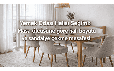Yemek Odası Halısı Seçimi: Masa ölçüsüne göre halı boyutu ve sandalye çekme mesafesi